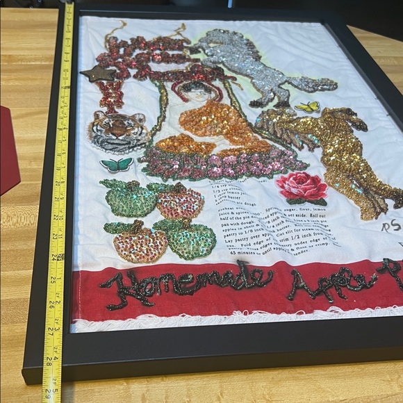 #0669*Handcrafted Framed WHT & Asian Buddah Art W/ Animals.”2 f 28 X 1 f 18” - Picture 4 of 5